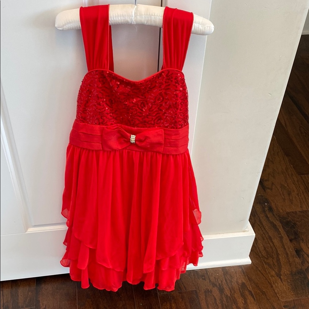 My Michelle Red Tiered Ruffled Babydoll Dress